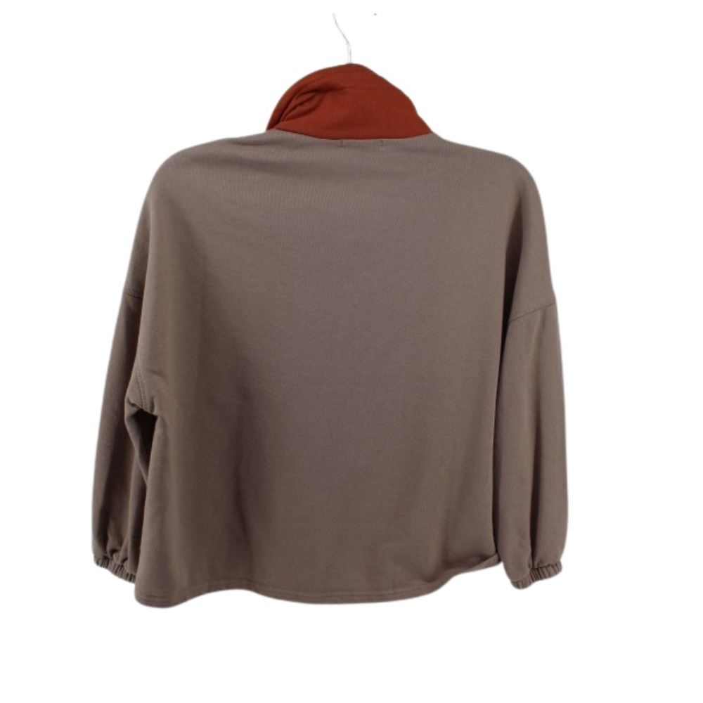 Staccato Womens Quarter Zip Sweatshirt Small Rust Brown Cream Colorblock - Picture 3 of 5